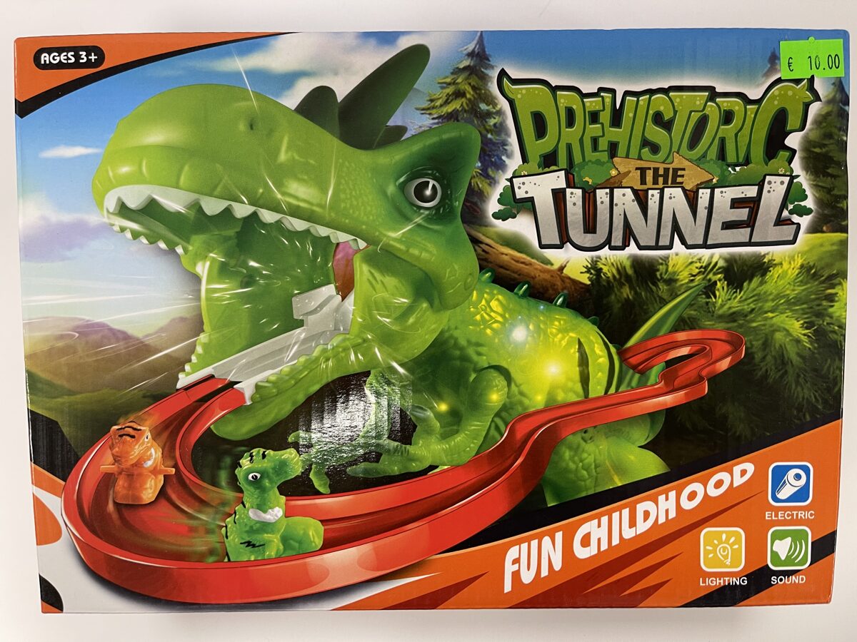 Dinozaura trasīte ar maziem dinozauriem Prehistoric the Tunnel ar gaismas un skaņas signāliem