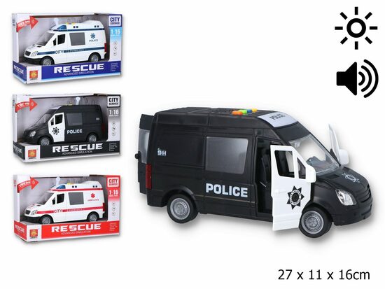 Interaktīva RESCUE automašīna ar skaņas un gaismas signāliem