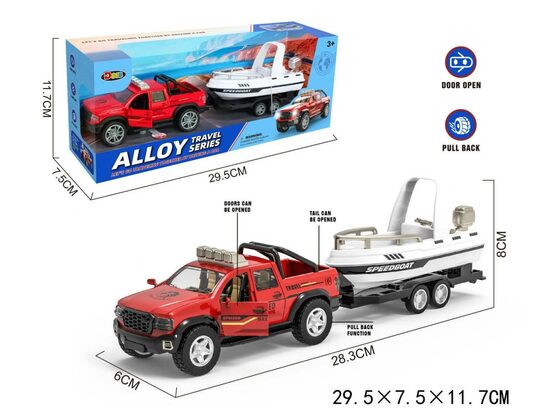 Metāla džips ar laivu ALLOY TRAVEL SERIES modelis