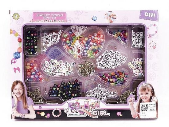 Rotaslietu pērlīšu izgatavošanas komplekts ar burtiem un cipariem JEWELRY DESIGN