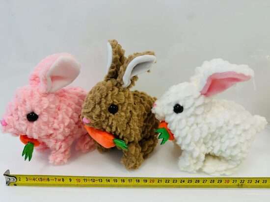 Interaktīvs plīša zaķis, darbojas ar baterejām