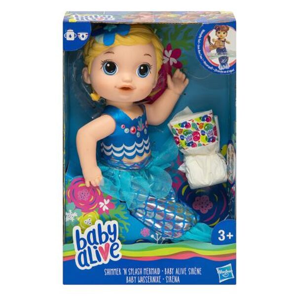 Hasbro Baby Alive lelle nāra Shimmer Splash Mermaid interaktīva