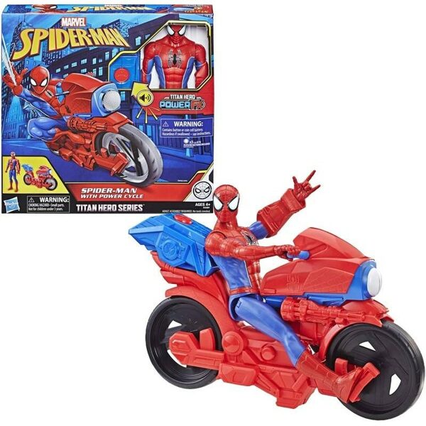 Hasbro MARVEL SPIDER-MAN WITH POWER CICLE komplekts supervaronis ar motociklu un skaņas signāliem