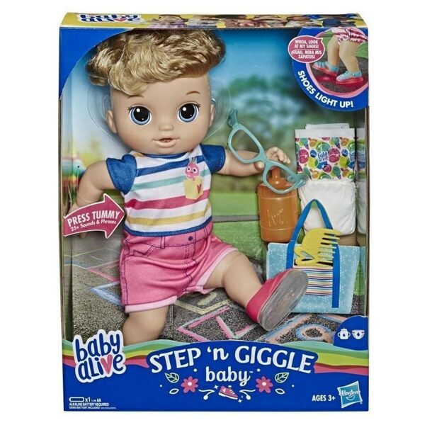 Hasbro BABY ALIVE STEO GIGGLE BABY staigājoša lelle puika ar aksesuāriem