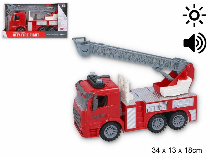 Interaktīva ugunsdzēsēja mašīna ar skaņas un gaismas signāliem