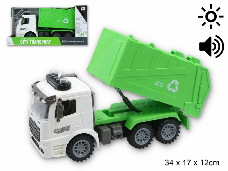 Interaktīva atkritumu izvedēja spēļu mašīna ar skaņas un gaismas signāliem CITY TRANSPORT