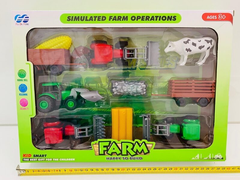 FARM happy to build komplekts ar traktoriem un fermas aprīkojumu