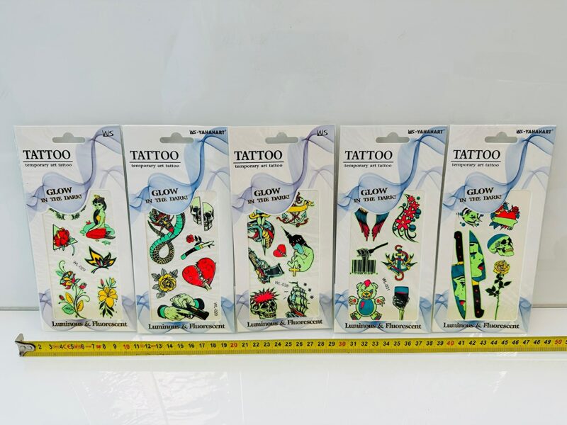 Tetovējumi kas tumsā spīd cena par 1 plāksnīti