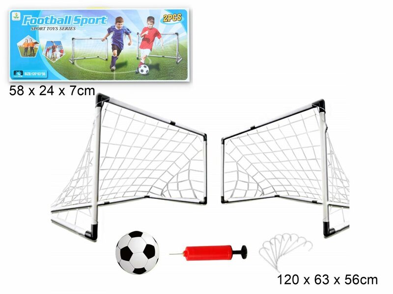 Spēļu futbola vārti 2 gb (92 x 61 x 48) ar bumbu un pumpi komplektā FOOTBAL SPORT