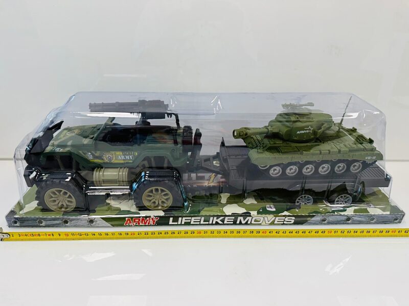 Liels armijas autotreileris ar tanku ARMY LIFELIKE MOVES
