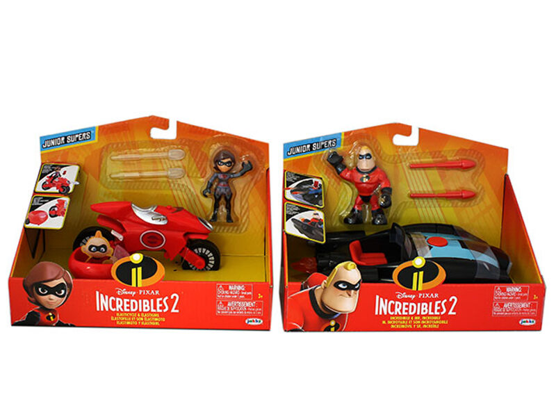 Disney PIXAR Incredibles 2 Elastycle and Elestigirt Playset komplekts JUNIOR SUPERS