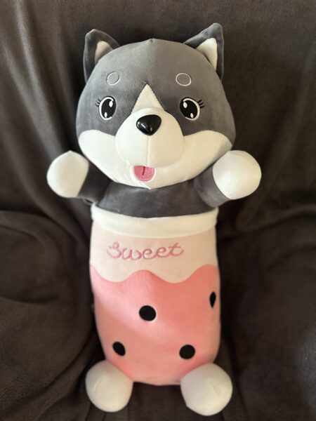 Plīša manta Suns "Batons", pieejams ar zilu un roza, izmērs 60 cm