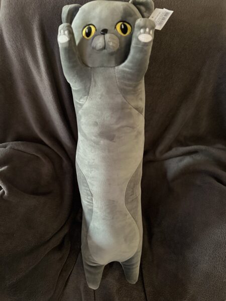 Plīša kaķis "Batons" pelēks, izmērs 70 cm