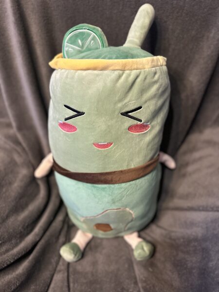 Mīkstā plīša manta spilvens "Bubble Tea", zaļa, izmērs 55 cm