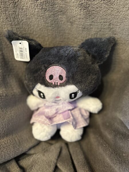 Mīkstā rotaļlieta "Kuromi" pelēka, mazā, izmērs 27 cm