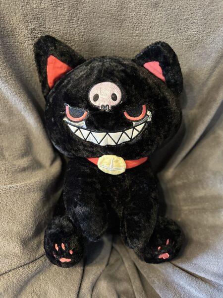 Mīksts plīša kaķis, melns, izmērs 48 cm