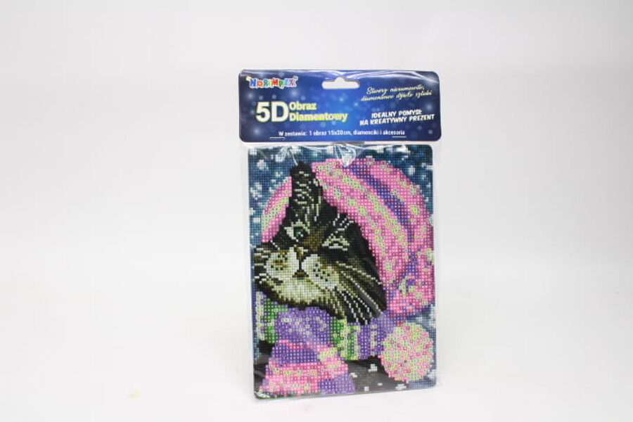 Dimanta mozaika Kaķis cepurē Norimpex 15 x 20 cm