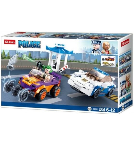 Sluban lego konstruktors POLICE PULL BACK, policija, 264 elementi